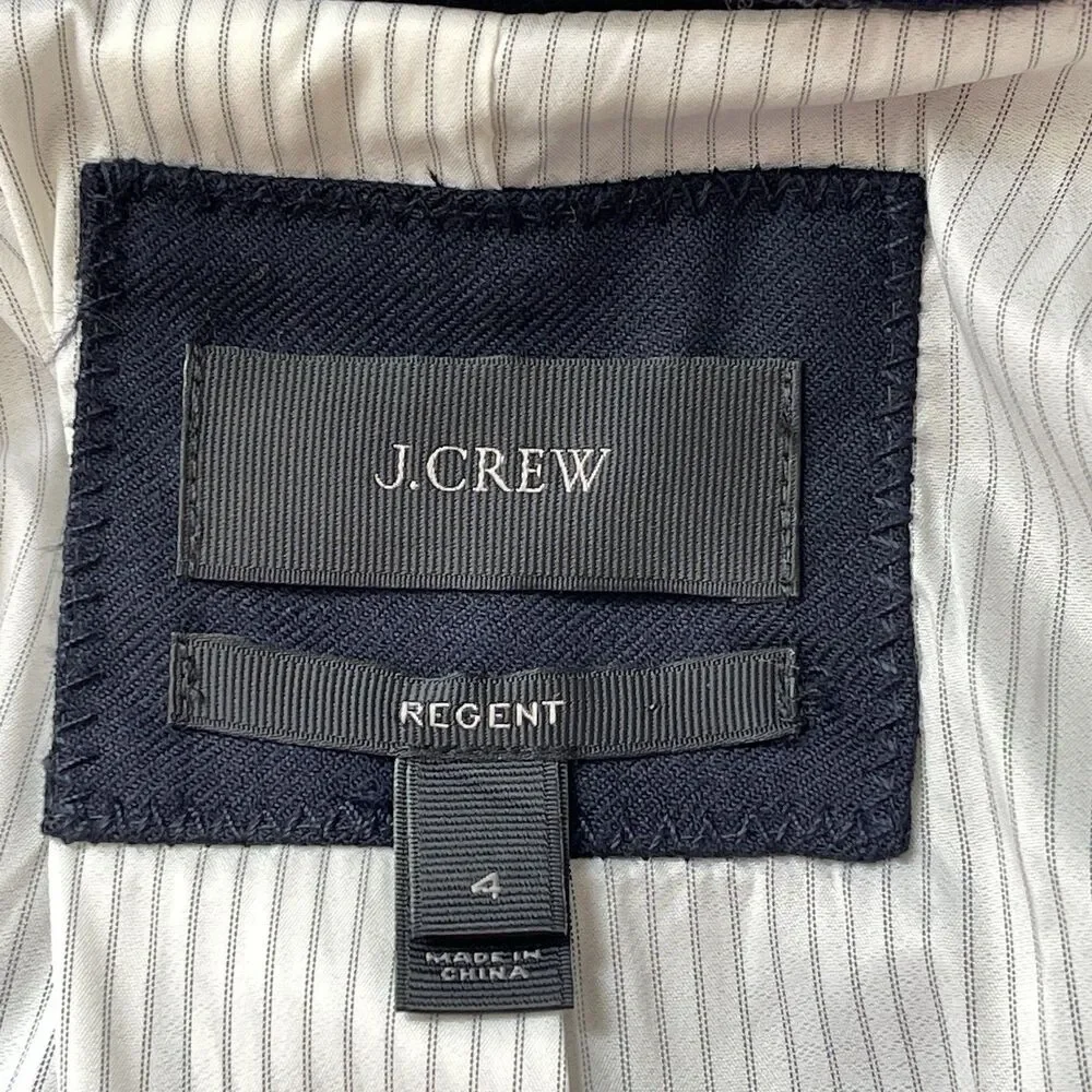 J. Crew J.Crew Regent Women's Blazer Size 4 Navy Blue 98% Wool Long Sleeve